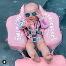 Load image into Gallery viewer, Cloth Mambobaby Newest Non Inflatable Baby Float Size Improved Add Tail Avoid Flip Over Swim Trainer Solid Infant Pool Float with Canopy UPF 50+ Swim Ring