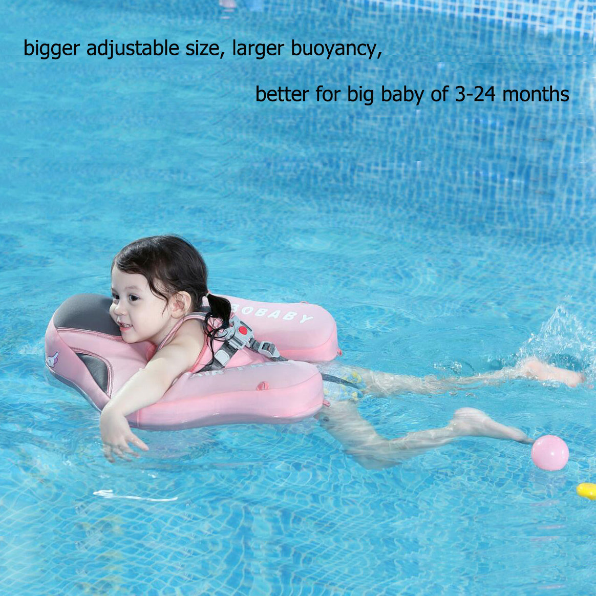 Cloth Mambobaby Newest Non Inflatable Baby Float Size Improved Add Tail Avoid Flip Over Swim Trainer Solid Infant Pool Float with Canopy UPF 50+ Swim