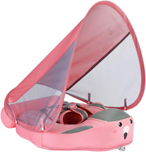 Load image into Gallery viewer, Mambobaby Float Add Tail No Flip Over Non-Inflatable Baby Swim Float Pearl Foam Solid Water Floats Smart Swim Trainer Infant Pool Float Swim Ring with Sun Canopy