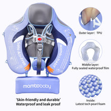 Load image into Gallery viewer, Floating Mesh Bed Mambobaby Float with Canopy and Tail New Upgraded Non-inflatable Baby Pool Float Mambo Float Swim Trainer Solid Infant Swim Float Adjustable Pearl Foam Baby Swim Ring aged 3-24Months