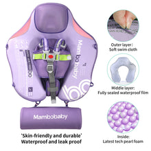 Load image into Gallery viewer, Big Buoyancy and Comfort Mambobaby Float with Canopy and Tail New Upgraded Non-inflatable Baby Pool Float Mambo Float Swim Trainer Solid Infant Swim Float Adjustable Pearl Foam Baby Swim Ring