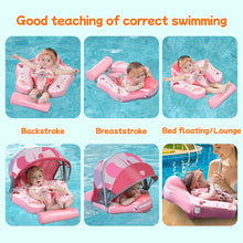 Load image into Gallery viewer, Floating Bed Mambobaby Float Animal Butterfly Pattern Baby Stroller Canopy Non-Inflatable Baby Swim Float Add Tail No Flip Over Pearl Foam Solid Water Floats Smart Swim Trainer Infant Pool Float Swim Ring