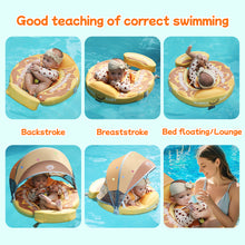Load image into Gallery viewer, Floating Bed Mambobaby Float with Canopy and Tail Donut New Upgraded Non-inflatable Baby Pool Float Mambo Float Swim Trainer Solid Infant Swim Float Adjustable Pearl Foam Baby Swim Ring
