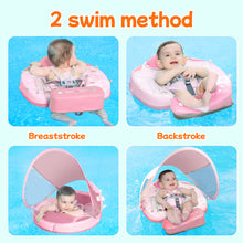 Load image into Gallery viewer, Fold-able Easy Carry with Tail Canopy Crotch Non-Inflatable Baby Float Mambobaby Float Smart Swim Trainer Soft Solid Waist Swim Ring Water Toy Infant Pool Float New