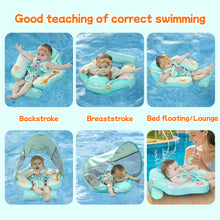 Load image into Gallery viewer, Floating Bed 3 Swim Method Mambobaby Float with Canopy Baby Pool Float Infant Swim Float Infant Pool Float Swim Trainer Mambo Baby Relaxing Non-inflatable Floats Waist Ring Swimming Pool Toys Pearl Foam Smart Swimmer