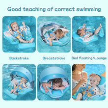Load image into Gallery viewer, Mambobaby Float with Canopy Skin-friendly Baby Swim Float with Tail Waterproof Non-Inflatable Mambo Float Smart Swim Trainer Soft Solid Infant Pool Float 3-24 months Baby Swim Ring