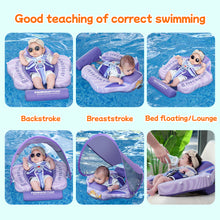 Load image into Gallery viewer, Floating Bed 3 Swim Method Mambobaby Float with Canopy Baby Pool Float Infant Swim Float Infant Pool Float Swim Trainer Mambo Baby Relaxing Non-inflatable Floats Waist Ring Swimming Pool Toys Pearl Foam Smart Swimmer