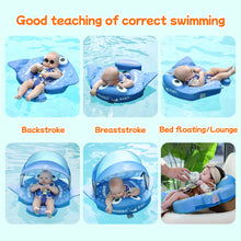 Load image into Gallery viewer, Floating Bed Mambobaby Float with Canopy Skin-friendly Baby Swim Float with Tail Waterproof Non-Inflatable Mambo Float Smart Swim Trainer Soft Solid Infant Pool Float 3-24 months Baby Swim Ring