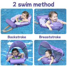 Load image into Gallery viewer, Big Buoyancy and Comfort Mambobaby Float with Canopy and Tail New Upgraded Non-inflatable Baby Pool Float Mambo Float Swim Trainer Solid Infant Swim Float Adjustable Pearl Foam Baby Swim Ring