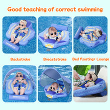 Load image into Gallery viewer, Mambobaby Float with Canopy Baby Pool Float Infant Swim Float Infant Pool Float Swim Trainer Mambo Baby Relaxing Non-inflatable Floats Waist Ring Swimming Pool Toys Pearl Foam Smart Swimmer Solid Adjustable Classical Swim Ring Deluxe Baby Floaties