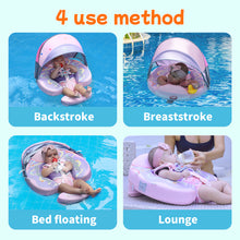 Load image into Gallery viewer, Floating Bed Mambobaby Float with Canopy and Tail Donut New Upgraded Non-inflatable Baby Pool Float Mambo Float Swim Trainer Solid Infant Swim Float Adjustable Pearl Foam Baby Swim Ring