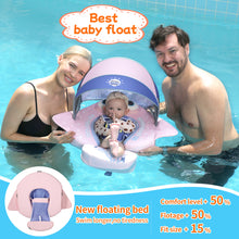 Load image into Gallery viewer, Floating Bed Mambobaby Float with Canopy Manta Ray Skin-friendly Baby Swim Float with Tail Waterproof Non-Inflatable Mambo Float Smart Swim Trainer Soft Solid Infant Pool Float 3-24 months Baby Swim Ring