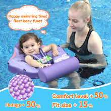 Load image into Gallery viewer, Big Buoyancy and Comfort Mambobaby Float with Canopy and Tail New Upgraded Non-inflatable Baby Pool Float Mambo Float Swim Trainer Solid Infant Swim Float Adjustable Pearl Foam Baby Swim Ring