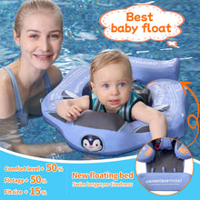 Load image into Gallery viewer, Floating Mesh Bed Mambobaby Float with Canopy and Tail New Upgraded Non-inflatable Baby Pool Float Mambo Float Swim Trainer Solid Infant Swim Float Adjustable Pearl Foam Baby Swim Ring aged 3-24Months