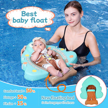 Load image into Gallery viewer, Mesh Bed Floating Mambobaby Float with Canopy and Tail New Upgraded Non-inflatable Baby Pool Float Mambo Float Swim Trainer Solid Infant Swim Float Adjustable Pearl Foam Baby Swim Ring