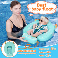 Load image into Gallery viewer, Floating Bed Mambobaby Float with Canopy Skin-friendly Baby Swim Float with Tail Waterproof Non-Inflatable Mambo Float Smart Swim Trainer Soft Solid Infant Pool Float 3-24 months Baby Swim Ring