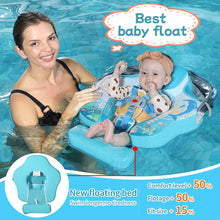 Load image into Gallery viewer, Mambobaby Float with Canopy Skin-friendly Baby Swim Float with Tail Waterproof Non-Inflatable Mambo Float Smart Swim Trainer Soft Solid Infant Pool Float 3-24 months Baby Swim Ring