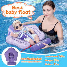 Load image into Gallery viewer, Floating Bed 3 Swim Method Mambobaby Float with Canopy Baby Pool Float Infant Swim Float Infant Pool Float Swim Trainer Mambo Baby Relaxing Non-inflatable Floats Waist Ring Swimming Pool Toys Pearl Foam Smart Swimmer