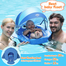 Load image into Gallery viewer, Floating Bed Mambobaby Float with Canopy Skin-friendly Baby Swim Float with Tail Waterproof Non-Inflatable Mambo Float Smart Swim Trainer Soft Solid Infant Pool Float 3-24 months Baby Swim Ring