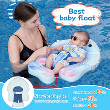 Load image into Gallery viewer, Floating Bed Mambobaby Float with Canopy Skin-friendly Baby Swim Float with Tail Waterproof Non-Inflatable Mambo Float Smart Swim Trainer Soft Solid Infant Pool Float 3-24 months Baby Swim Ring