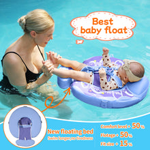 Load image into Gallery viewer, Floating Bed Mambobaby Float with Canopy and Tail Donut New Upgraded Non-inflatable Baby Pool Float Mambo Float Swim Trainer Solid Infant Swim Float Adjustable Pearl Foam Baby Swim Ring