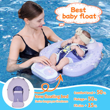 Load image into Gallery viewer, Floating Bed Mambobaby Float with Canopy and Tail Donut New Upgraded Non-inflatable Baby Pool Float Mambo Float Swim Trainer Solid Infant Swim Float Adjustable Pearl Foam Baby Swim Ring