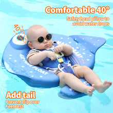 Load image into Gallery viewer, Floating Bed Mambobaby Float with Canopy Skin-friendly Baby Swim Float with Tail Waterproof Non-Inflatable Mambo Float Smart Swim Trainer Soft Solid Infant Pool Float 3-24 months Baby Swim Ring