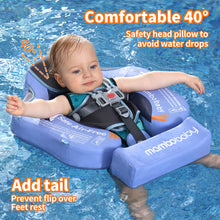 Load image into Gallery viewer, Floating Mesh Bed Mambobaby Float with Canopy and Tail New Upgraded Non-inflatable Baby Pool Float Mambo Float Swim Trainer Solid Infant Swim Float Adjustable Pearl Foam Baby Swim Ring aged 3-24Months