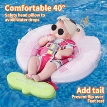 Load image into Gallery viewer, Floating Bed Mambobaby Float with Canopy and Tail New Upgraded Non-inflatable Baby Pool Float Mambo Float Swim Trainer Solid Infant Swim Float Adjustable Pearl Foam Baby Swim Ring