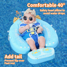 Load image into Gallery viewer, Floating Bed Mambobaby Float Add Tail No Flip Over Non-Inflatable Baby Swim Float Pearl Foam Solid Water Floats Smart Swim Trainer Infant Pool Float Swim Ring with Sun Canopy