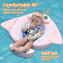 Load image into Gallery viewer, Floating Bed Mambobaby Float with Canopy Manta Ray Skin-friendly Baby Swim Float with Tail Waterproof Non-Inflatable Mambo Float Smart Swim Trainer Soft Solid Infant Pool Float 3-24 months Baby Swim Ring