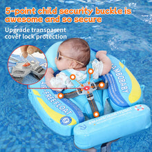 Load image into Gallery viewer, Mambobaby Float Add Tail No Flip Over Non-Inflatable Baby Swim Float Pearl Foam Solid Water Floats Smart Swim Trainer Infant Pool Float Swim Ring with Sun Canopy