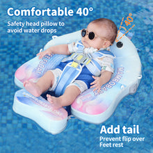 Load image into Gallery viewer, Floating Bed Mambobaby Float with Canopy Skin-friendly Baby Swim Float with Tail Waterproof Non-Inflatable Mambo Float Smart Swim Trainer Soft Solid Infant Pool Float 3-24 months Baby Swim Ring