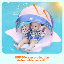 Load image into Gallery viewer, Floating Bed Mambobaby Float with Canopy Manta Ray Skin-friendly Baby Swim Float with Tail Waterproof Non-Inflatable Mambo Float Smart Swim Trainer Soft Solid Infant Pool Float 3-24 months Baby Swim Ring