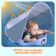 Load image into Gallery viewer, Floating Mesh Bed Mambobaby Float with Canopy and Tail New Upgraded Non-inflatable Baby Pool Float Mambo Float Swim Trainer Solid Infant Swim Float Adjustable Pearl Foam Baby Swim Ring aged 3-24Months