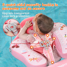 Load image into Gallery viewer, Floating Bed Mambobaby Float Animal Butterfly Pattern Baby Stroller Canopy Non-Inflatable Baby Swim Float Add Tail No Flip Over Pearl Foam Solid Water Floats Smart Swim Trainer Infant Pool Float Swim Ring