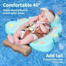 Load image into Gallery viewer, Floating Bed Mambobaby Float with Canopy and Tail New Upgraded Non-inflatable Baby Pool Float Mambo Float Swim Trainer Solid Infant Swim Float Adjustable Pearl Foam Baby Swim Ring