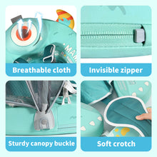 Load image into Gallery viewer, Floating Bed Mambobaby Float with Canopy Skin-friendly Baby Swim Float with Tail Waterproof Non-Inflatable Mambo Float Smart Swim Trainer Soft Solid Infant Pool Float 3-24 months Baby Swim Ring