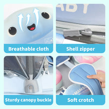 Load image into Gallery viewer, Floating Bed Mambobaby Float with Canopy Skin-friendly Baby Swim Float with Tail Waterproof Non-Inflatable Mambo Float Smart Swim Trainer Soft Solid Infant Pool Float 3-24 months Baby Swim Ring