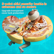 Load image into Gallery viewer, Floating Bed Mambobaby Float with Canopy and Tail Donut New Upgraded Non-inflatable Baby Pool Float Mambo Float Swim Trainer Solid Infant Swim Float Adjustable Pearl Foam Baby Swim Ring