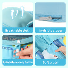 Load image into Gallery viewer, Mambobaby Float Add Tail No Flip Over Non-Inflatable Baby Swim Float Pearl Foam Solid Water Floats Smart Swim Trainer Infant Pool Float Swim Ring with Sun Canopy