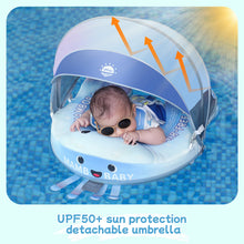 Load image into Gallery viewer, Floating Bed Mambobaby Float with Canopy Skin-friendly Baby Swim Float with Tail Waterproof Non-Inflatable Mambo Float Smart Swim Trainer Soft Solid Infant Pool Float 3-24 months Baby Swim Ring