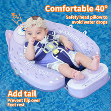 Load image into Gallery viewer, Floating Bed Mambobaby Float with Canopy and Tail Donut New Upgraded Non-inflatable Baby Pool Float Mambo Float Swim Trainer Solid Infant Swim Float Adjustable Pearl Foam Baby Swim Ring