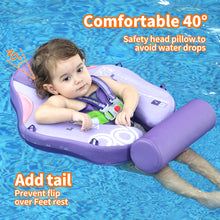Load image into Gallery viewer, Big Buoyancy and Comfort Mambobaby Float with Canopy and Tail New Upgraded Non-inflatable Baby Pool Float Mambo Float Swim Trainer Solid Infant Swim Float Adjustable Pearl Foam Baby Swim Ring