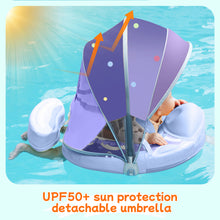 Load image into Gallery viewer, Floating Bed Mambobaby Float with Canopy and Tail Donut New Upgraded Non-inflatable Baby Pool Float Mambo Float Swim Trainer Solid Infant Swim Float Adjustable Pearl Foam Baby Swim Ring