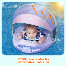 Load image into Gallery viewer, Floating Bed Mambobaby Float with Canopy and Tail Donut New Upgraded Non-inflatable Baby Pool Float Mambo Float Swim Trainer Solid Infant Swim Float Adjustable Pearl Foam Baby Swim Ring