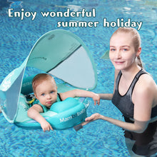 Load image into Gallery viewer, Mambobaby Float with Canopy UPF 50+ Sun Protection Pearl Foam Non-inflatable Solid Baby Pool Float with Tail Mambo Float Swim Trainer Skin-friendly Infant Swimming Ring