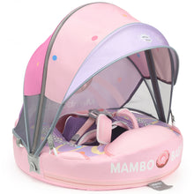 Load image into Gallery viewer, Floating Bed Mambobaby Float with Canopy and Tail Donut New Upgraded Non-inflatable Baby Pool Float Mambo Float Swim Trainer Solid Infant Swim Float Adjustable Pearl Foam Baby Swim Ring