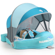 Load image into Gallery viewer, Mambobaby Float with Canopy Skin-friendly Baby Swim Float with Tail Waterproof Non-Inflatable Mambo Float Smart Swim Trainer Soft Solid Infant Pool Float 3-24 months Baby Swim Ring