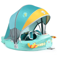 Load image into Gallery viewer, Floating Bed Mambobaby Float Add Tail No Flip Over Non-Inflatable Baby Swim Float Pearl Foam Solid Water Floats Smart Swim Trainer Infant Pool Float Swim Ring with Sun Canopy